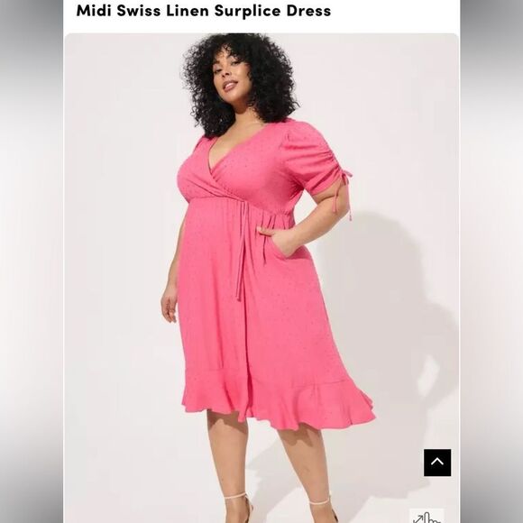 Torrid Swiss Dot Faux Wrap Dress - Size 00 - Picture 1 of 4